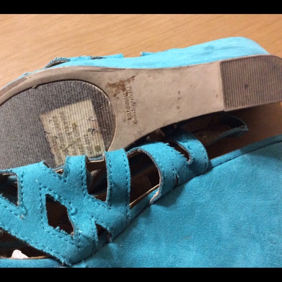 Nine West Teal Turquoise Suede Wedge - Picture 5 of 11